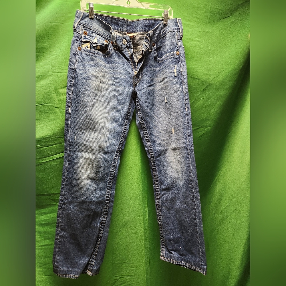 Mens true religion distressed blue jeans size 33w x 29L